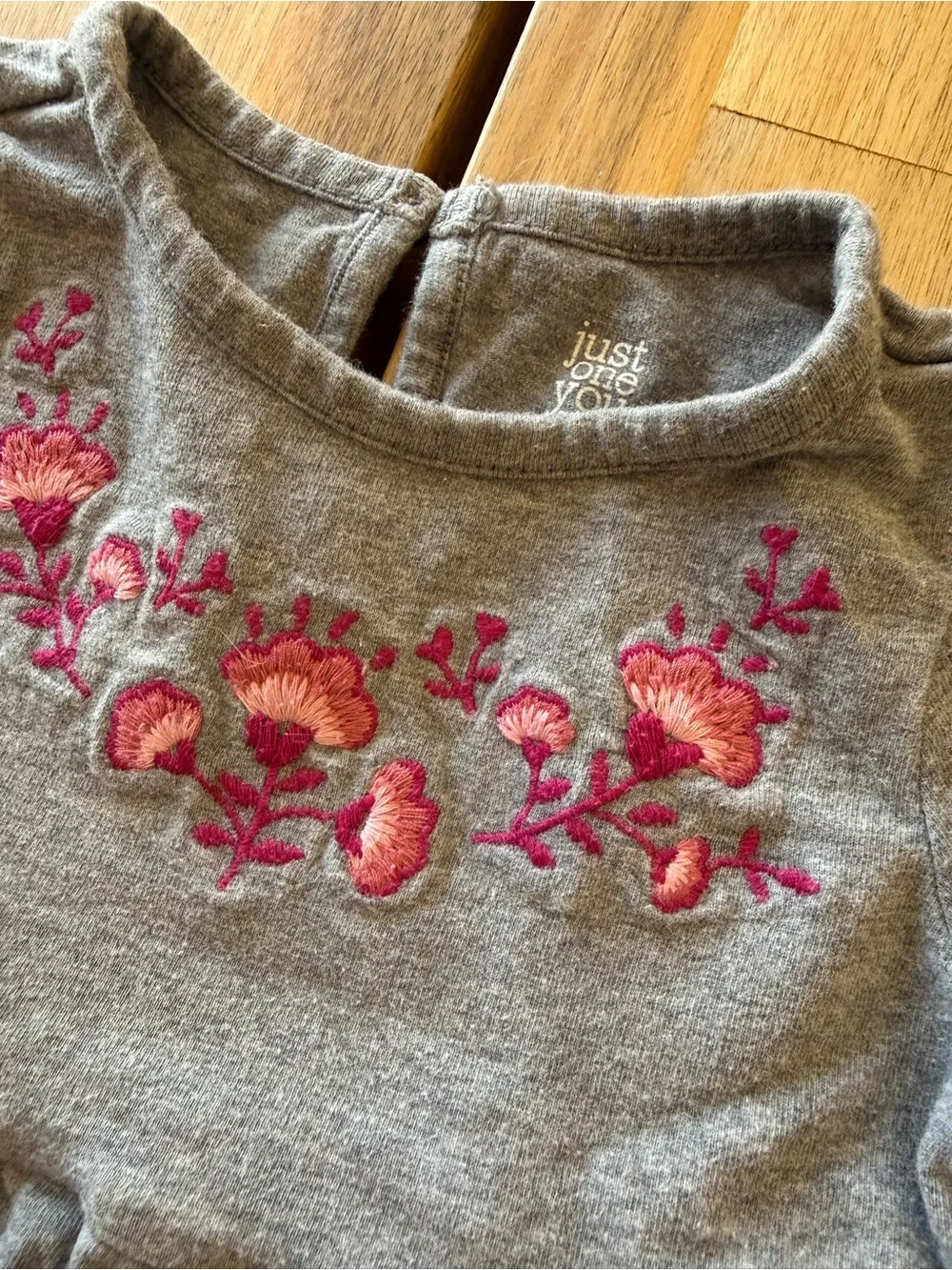 Just One You Carter’s Gray Floral Embroidered Dress 12M